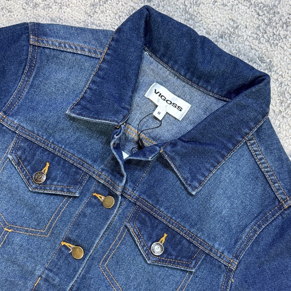 Vigoss Dark Blue Denim Jacket‎ Women’s Size Medium Front Flap Pockets - Picture 3 of 15